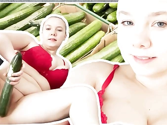 Witness this molten teeny get her taut snatch screwed by a large cucumber!