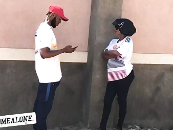 Nigerian female with a enormous rump takes a rock-hard schlong in her arse while on the street