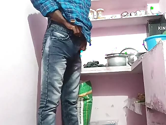 Insatiable Chinese maid in high high-heeled footwear predominates kitchen with balloon have joy and indian sole fetish