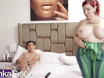 Stepmom relating to ample jugs urges stepson to inspect the cosmos of pornography - Steamy Indian COUGAR and Latina activity!