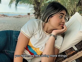 Danny Medina gets a hot surprise from a stunning beauty in the sky the beach